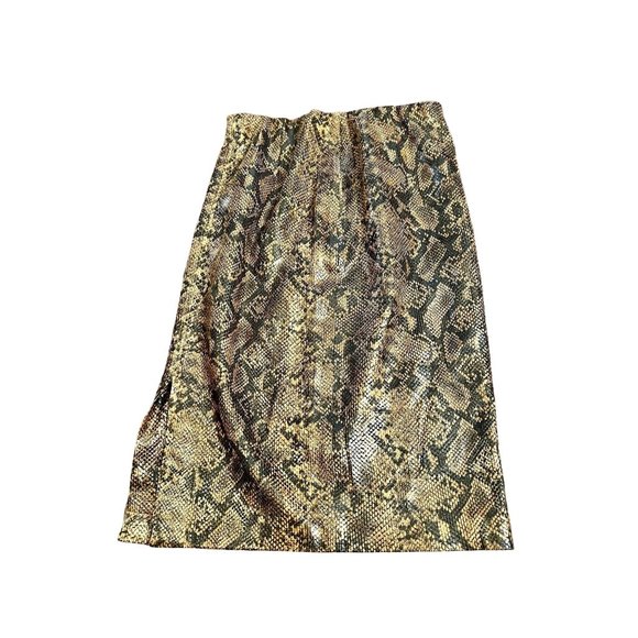 BlankNYC Tan Black Snake Print Faux Leather A-Line Knee Length Skirt Size 24 - Picture 1 of 6
